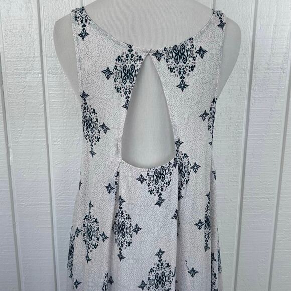 Free People Intimately Sleeveless Boho Mini Dress Medium Green Print Flowy - Picture 6 of 7